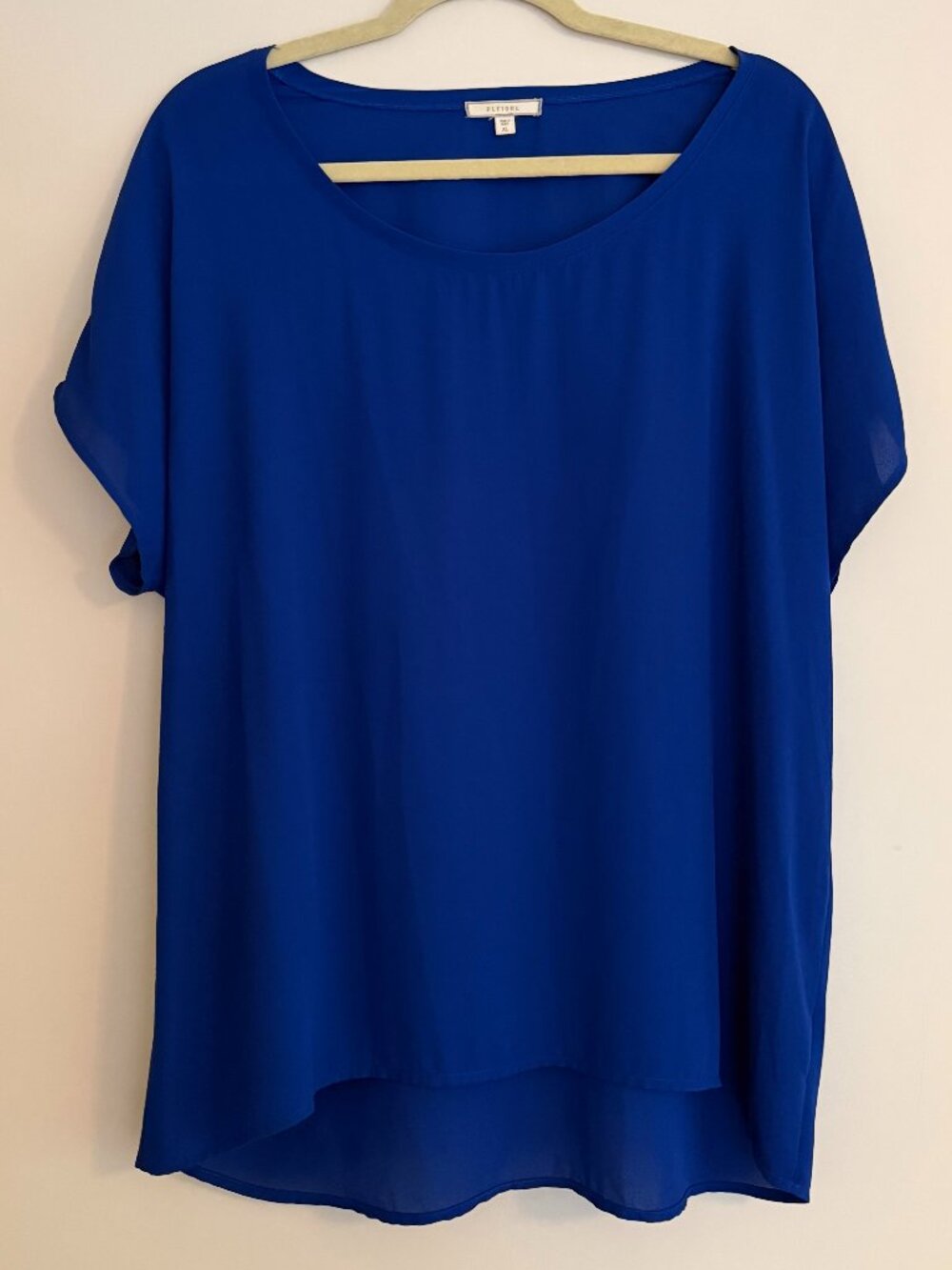 Peione Cobalt Royal Blue Oversized Hi Low Blouse Top Size XL